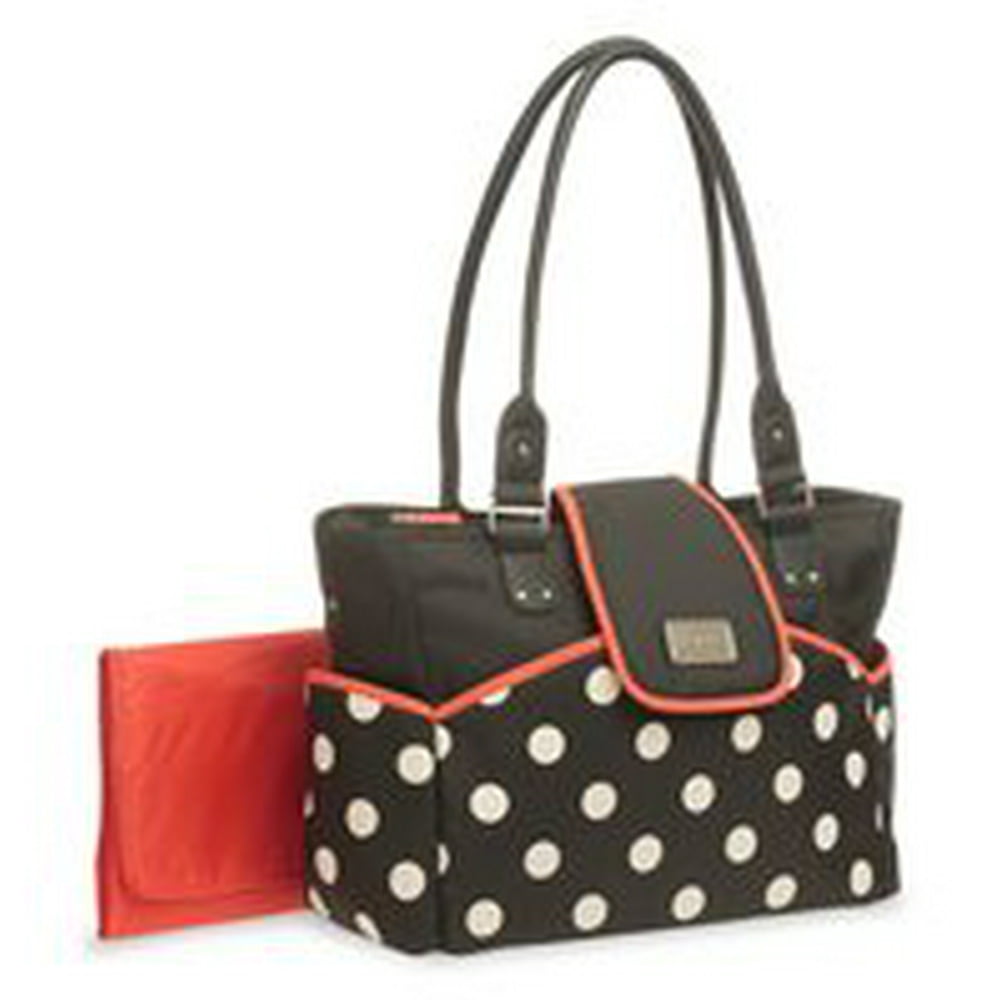 Carter's Dot Print Flap Tote Diaper Bag, Black, White, Red Walmart