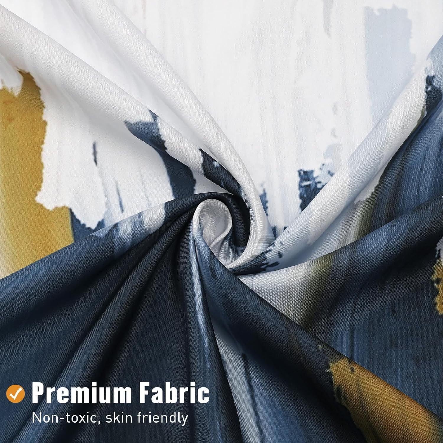 Grey Blue Small Stall Shower Curtain 36 x 72, Abstract Ombre Half Size Narrow Shower Curtain Set, 36 inch Graffiti Oil Painting Shower Curtains for Chic Modern Bathroom Decor