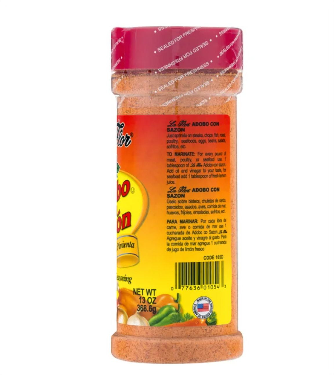 La Flor Adobo Con Sazon Seasoning, 13 oz Bottle