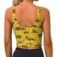 thumbnail image 3 of Haiem Vintage Excavator Pattern Womens Sports Bra - U Neck Padded Low Impact Yoga Bra Workout Crop Top Gym Moisture-Wicking Workout Vest -Small, 3 of 9