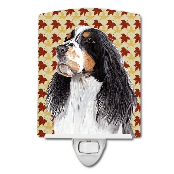 Caroline's Treasures SC9202CNL Springer Spaniel Fall Leaves Portrait Ceramic Night Light, 6x4x3", multicolor