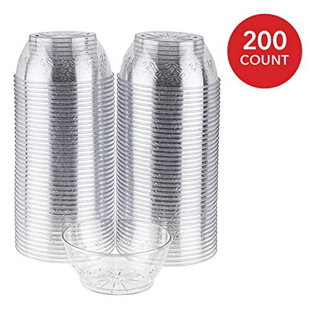 Ice Cream Cups (200 Count) 6 Oz Clear Plastic Dessert Cups with Floral