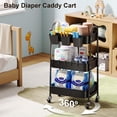 thumbnail image 4 of Carrito metálico rodante de 3 niveles Recximi con ruedas bloqueables, negro, 4 of 9