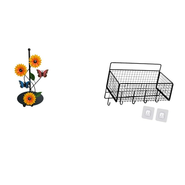 Soporte de papel higiénico,Porta toallas de papel con forma de girasol para encimera,Portarrollos de cocina de pie para toallas de papel,Cesta de almacenamiento colgante,Cesta de