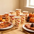 thumbnail image 4 of Fall Disposable Tableware Set, Thanksgiving Pumpkin Maple Leaf Dinner Party Supplies Paper Plates Cups Napkin for Autumn Holiday Table Decor 32 Cups, 4 of 6
