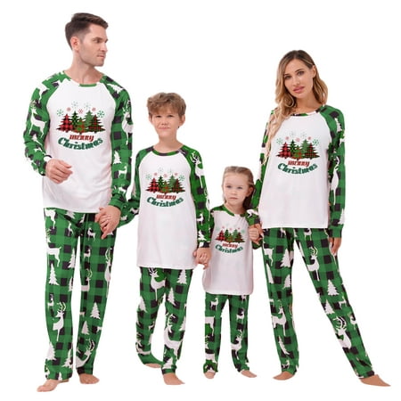 

JBEELATE Christmas Family Pajamas Holiday Christma Pajama Family Matching Pjs Set Sleepwear Deer Xmas Tree Jammies