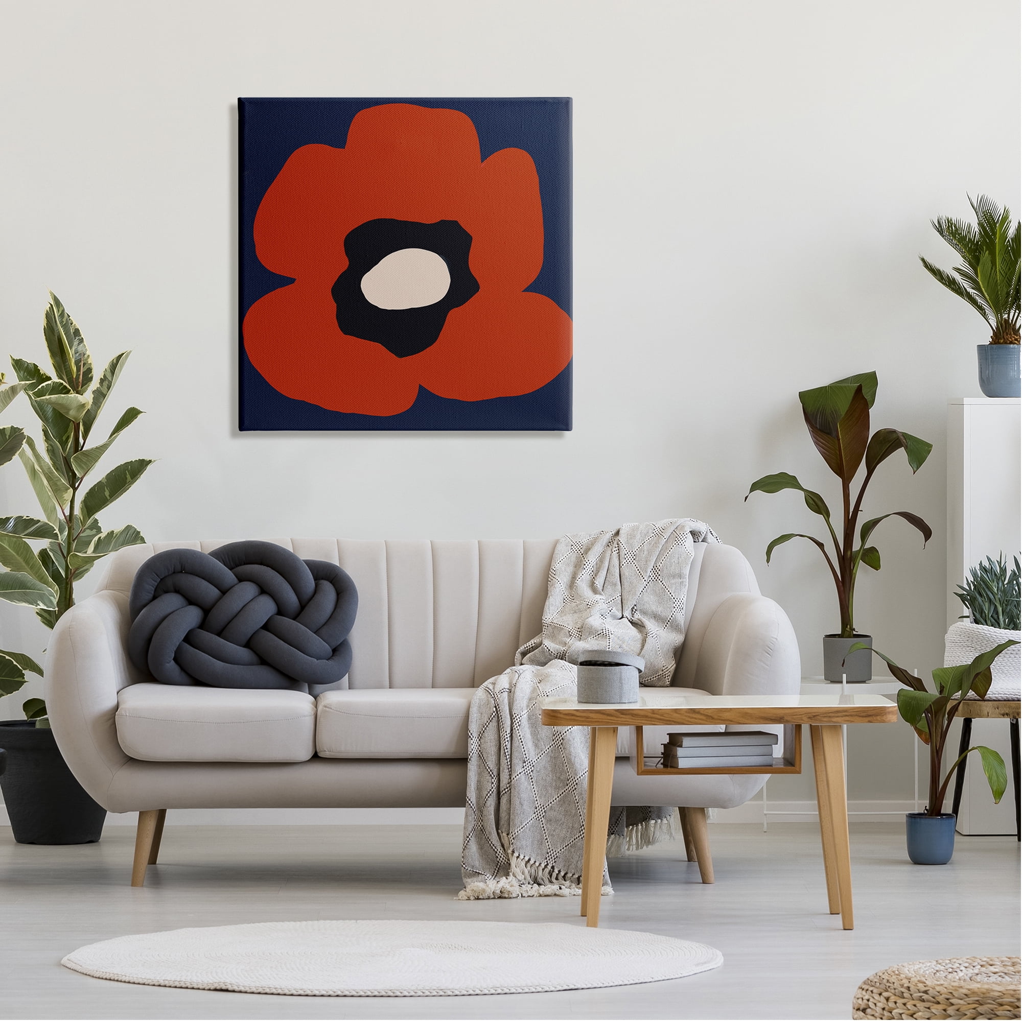 Stupell Industries Bold Red Flower Blossom Modern Geometric Shapes Graphic Art Gallery Wrapped Canvas Print Wall Art, Design by Deborah Velasquez