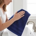 thumbnail image 2 of REGALWOVEN 4 Pack Solid Striped Cotton Washcloths, Soft Absorbent Fingertip Towels for Face, Body, and Spa Dark Blue 13" x 13", 2 of 6