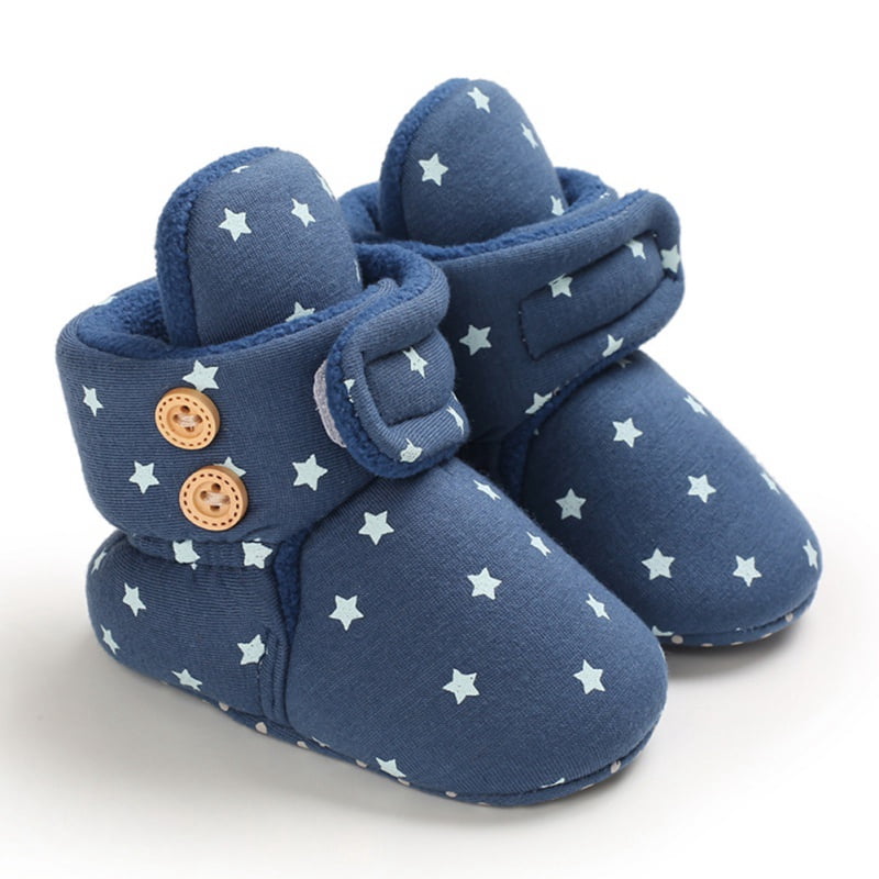 Timatego Infant Baby Boys Girls Slippers Stay On Non Slip Gripper Socks Warm Winter Booties Newborn Toddler Crib House Shoes 0-18 Months 
