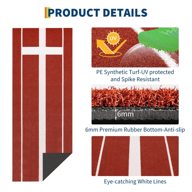 Kojooin 10 x 3 ft Softball Pitching Mat with Non-Slip Rubber Base, Professional Pitching Mound Mat for Indoor and Outdoor Practice