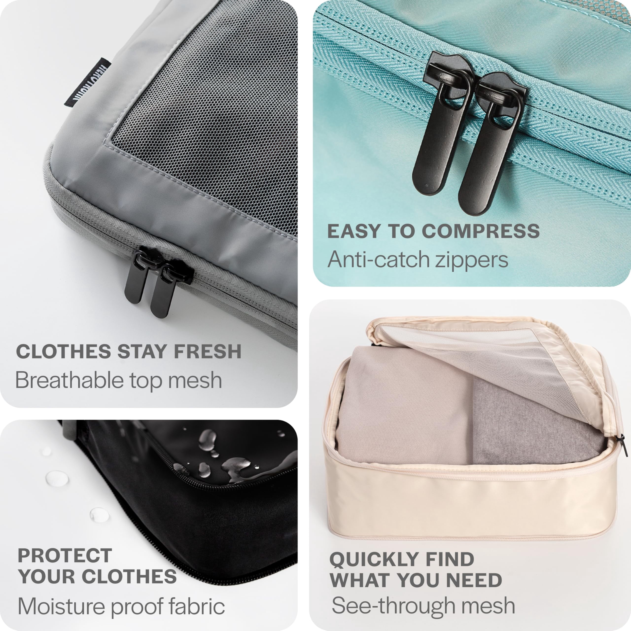 Black 2-Pack Travel Packing Cubes Luggage Organizer Bags