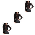 thumbnail image 2 of Qarigey Camiseta básica de mujer Camiseta de manga larga para mujer Cuello Tops Negro M Type1 NO1 Qarigey CBP193552, 2 of 6