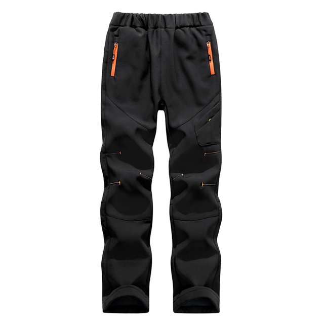 Pantalones Para Niños Moda Felpa Color Sólido Mantener Caliente A Prueba De Viento A Prueba De Agua Senderismo Al Aire Libre Pantalones De Esquí Negro Odeerbi LM103-11750