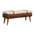 thumbnail image 3 of Bouclé Buffalo Hide Leather Bench, 3 of 10