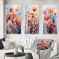 thumbnail image 1 of Designart "Carnations Representation Colorfuled Acrylic III" Floral & Botanical Framed Wall Art Set Of 3 - Peach Carnations Frame Canvas Set For Living Room Decor, 1 of 6
