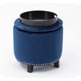 thumbnail image 3 of Denver Round Fabric Storage Ottoman (Blue), 3 of 4