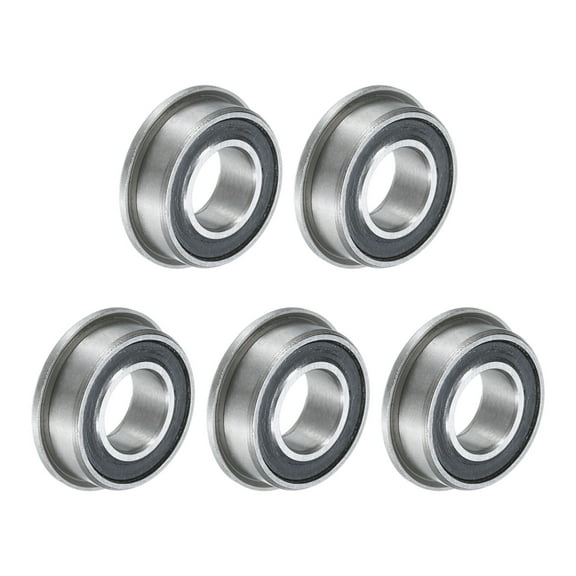 MF126-2RS Flanged Ball Bearing 6x12x4mm Double Sealed Chrome Steel Flange Bearings, 5 Packs