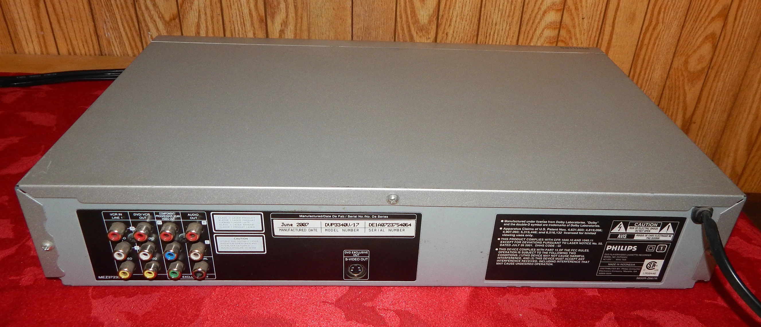 Used Philips DVP3340V DVD/VCR 4 Head Player Combo with Remote, Manual, A/V Cables and HDMI Converter - image 3 of 4