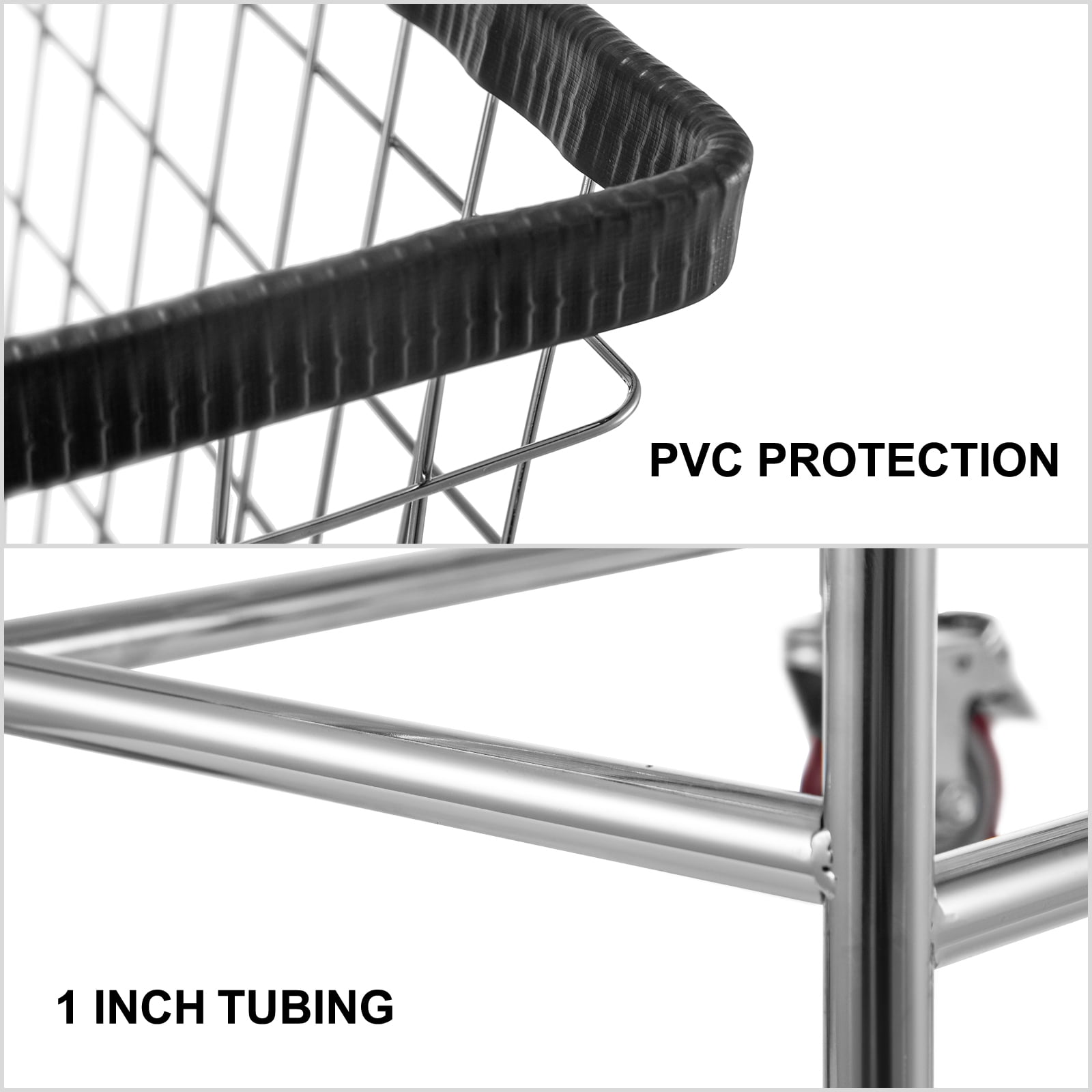 KFFKFF 2.8 Bushel Wire Laundry Basket Wire Laundry Cart with Wheels, 20''x15.7''x26'' Commercial Steel Frame with Chrome Finish, 4inch Casters, Wire Basket Cart for Laundry