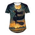 thumbnail image 6 of Qzwdhjm Halloween Plus Size Tops for Women Spooky Season Short Sleeve Tshirts Crewneck Loose Fit Witch Graphic Tees for Fall Party, 6 of 6