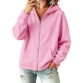 thumbnail image 4 of GILIGEGE Womens Zip Up Hoodie,Y2K Hoodies Casual Sweatshirts Plus Size Plain Hooded Long Sleeve Fall Oversized Sweatshirts Spring Winter Jackets with Pockets 2026,Lightweight Outwear Pink S, 4 of 6