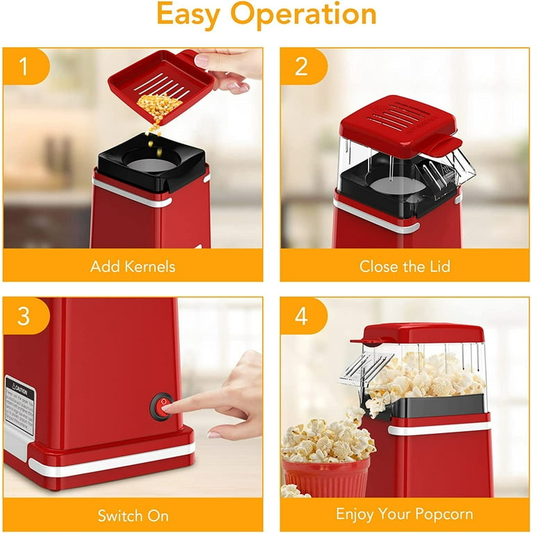  Vminno 1200W Fast Hot Air Popcorn Popper - 4.5 Quarts, Electric Popcorn  Machine with Measuring Cup - Safety ETL Approved, BPA-Free, Air Popper  Popcorn Maker No Oil, Perfect for Home Family