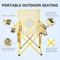 thumbnail image 3 of asdfgh 2 Pack Folding Camping Chair with Cooler Pouch, Mesh Backrest and Cup Holder Pocket (Yellow, 2 Pack), 3 of 7