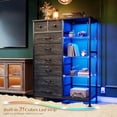 thumbnail image 3 of CHENZM 54" H Dresser for Bedroom with LED Lights & Power Outlets Dresser with 8 Drawers Fabric Dressers & Chests of Drawers for Bedroom, Sturdy Metal Frame, Acrylic Plates (Charcoal Black), 3 of 9