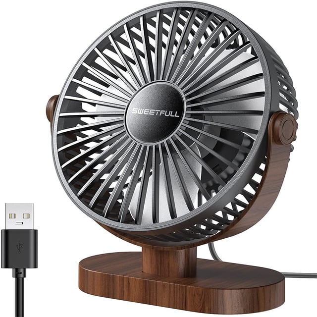 SWEETFULL Ventilador de escritorio pequeño USB de 6,4 pulgadas, ventilador de mesa portátil silencioso de 3 velocidades, mini ventilador personal de ajuste de 360 ° para el hogar, la ofic Wmkox1323yii hfskjfh1316