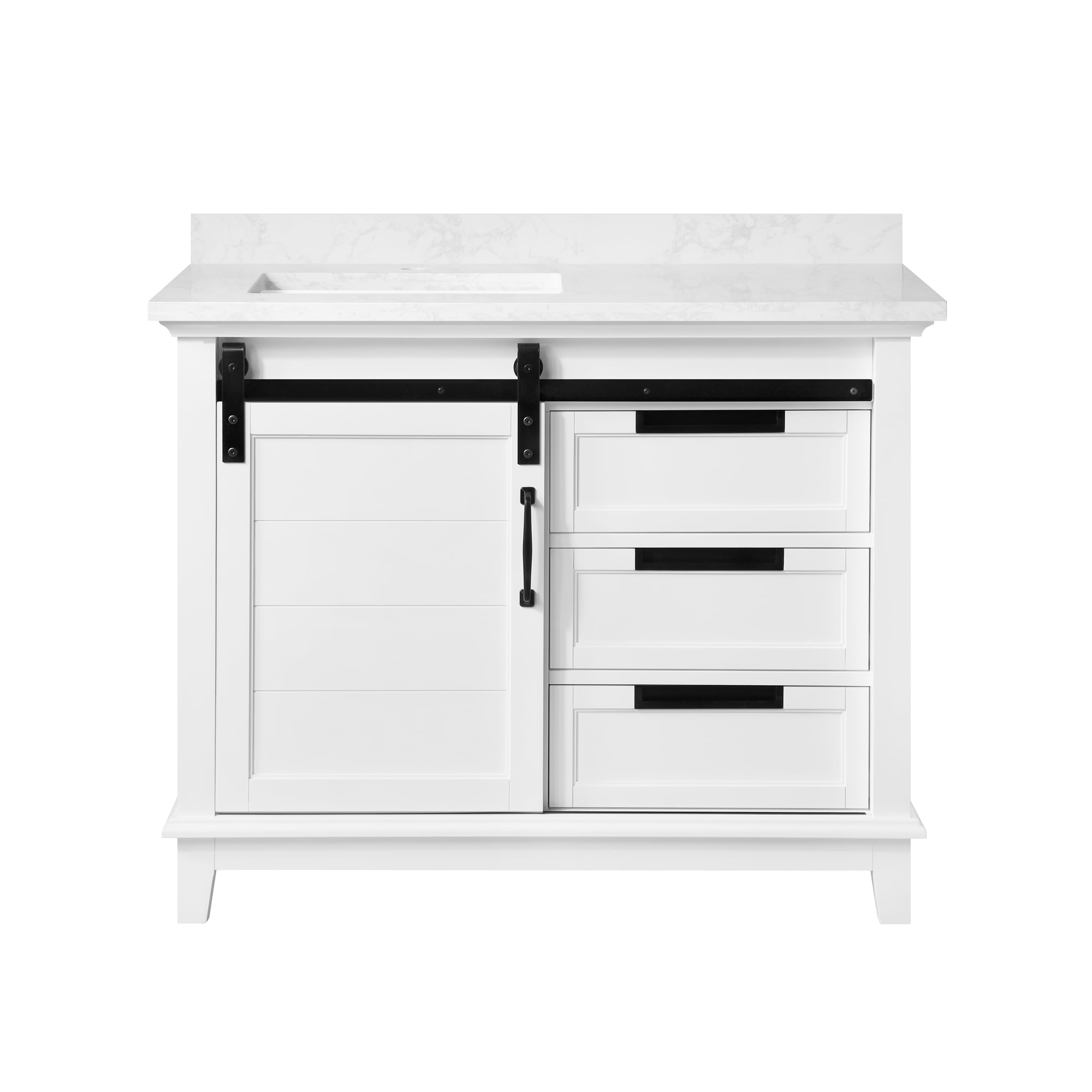 OVE Decors Edenderry 42in Single Sink Bathroom Barn Door Vanity, White