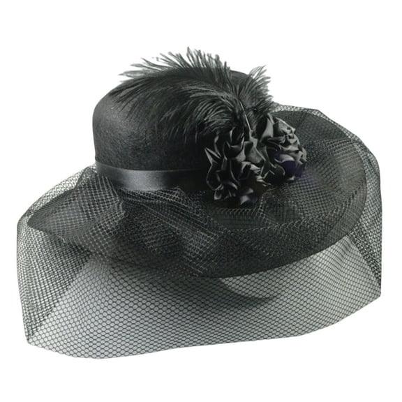 UNTERING Top Hat Fascinator Hat For Women With Net Hat Hat With Veil Tea Party Hat Bridal Shower Hat Wedding Hat