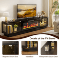 thumbnail image 3 of Waleaf 80" TV Stand with 36" Electric Fireplace, Mid Century Modern Entertainment Center for TVs Up to 90", LED Lights & Storage Cabinet, Living Room, Black, 3 of 8