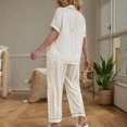 thumbnail image 6 of Aueoeo Womens Silk Satin Pajamas Set Long Sleeve Button Downs Sleepwear Shirt & Long Pants 2 Piece Lounges Set White XX-Large, 6 of 6