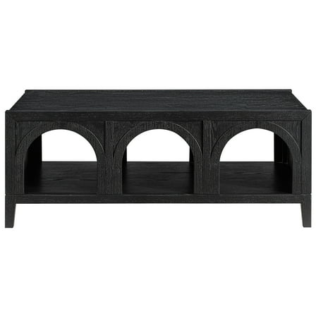 Steve Silver Fitzgerald Transitional 48 inch Rectangle Coffee Table with Shelf, Black