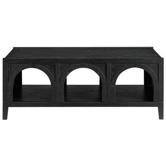 Steve Silver Fitzgerald Transitional 48 inch Rectangle Coffee Table with Shelf, Black