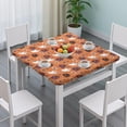 thumbnail image 3 of Spooky Halloween themed elastic edge table cover perfect for 34x34 inch square tables, features stretchy fitted design with pumpkin and ghost patterns for holiday decor, 3 of 6