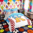 thumbnail image 2 of Erosebridal Waffle Drip Letter K Twin Bedding Sets, Cute Baseball Sport Bedding Comforter Set for Girls and Boys, Gray Reversible 7 Pieces, 2 of 6