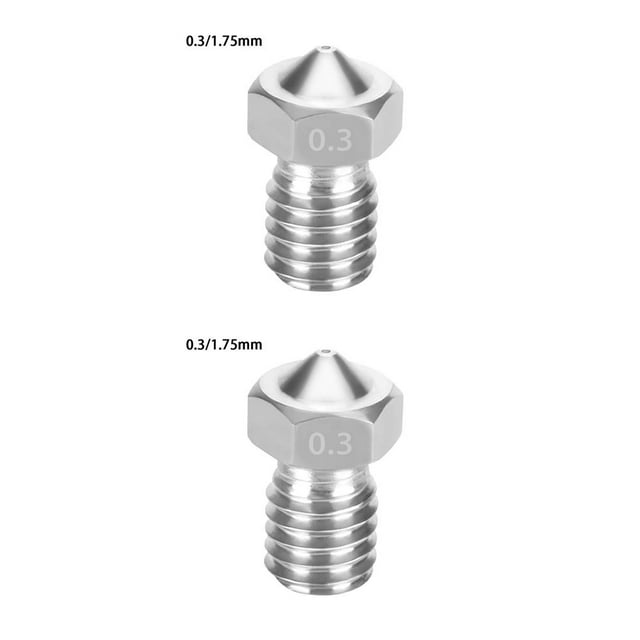 Justharion 3D Printer Nozzle Stainless Extrude Head Firm Printer Thread Removable Filament Nozzle No.02 2Set