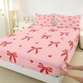 thumbnail image 4 of Feelyou Fashion Bowknot Kids Twin Sheet Sets, Kawaii Cartoon Bow-tie Twin Fitted Sheet, Cute Love Heart Flat Sheet, Microfiber Bedroom Decor, 3 Pieces, 4 of 8