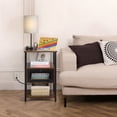 thumbnail image 3 of Oumilen Adult Rustic Nightstand with Charging Station, Brown, 3 of 5