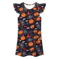 thumbnail image 3 of WOYY Halloween Nightgown for Girls Pumpkin Print Flutter Sleeve Sleep Dress, Sizes 3-10, 3 of 3