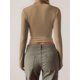 thumbnail image 5 of Camisetas de Larga con Cuello en V para Mujer, Top Corto con Doble Forro y Copa con Costura, Tops para Salir Color Camello XL, 5 of 6