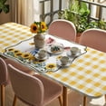 thumbnail image 3 of Pig Sunflowers Table Cloths for 8 Foot Rectangle Tables, Yellow Floral Elegant Checkered Pastoral Patio Waterproof Elastic Fitted Tablecloths, Washable Rectangular Table Cover for Camping, 3 of 8