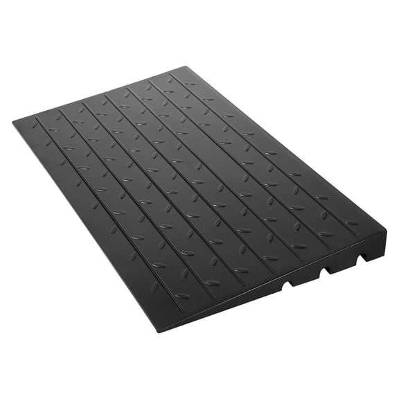Rubber Threshold Ramp 2.6" Rise, 24" Wide, 3 Channel Cord Cover - Heavy Duty 2200Lbs Capacity for Wheelchair, Scooter, Car Transitions