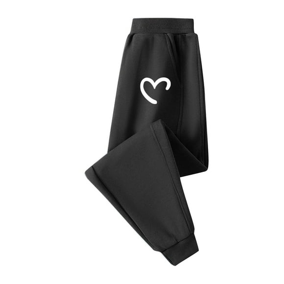 Odeerbi 2-13 Años Niñas Pantalones de Algodón Amor Imprimir Entrenamiento Deportes Pantalones de Jogger Cintura Elástica Cómoda Joggers Sueltos
