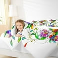 thumbnail image 4 of jejeloiu Colorful Hummingbird Bedding Comforter Set,Rustic Flower Twin Comforter Sets,Ancient Aesthetic Artwork Bedding Set For Girl Teens,Breathable Home Decor,2pcs, 4 of 8
