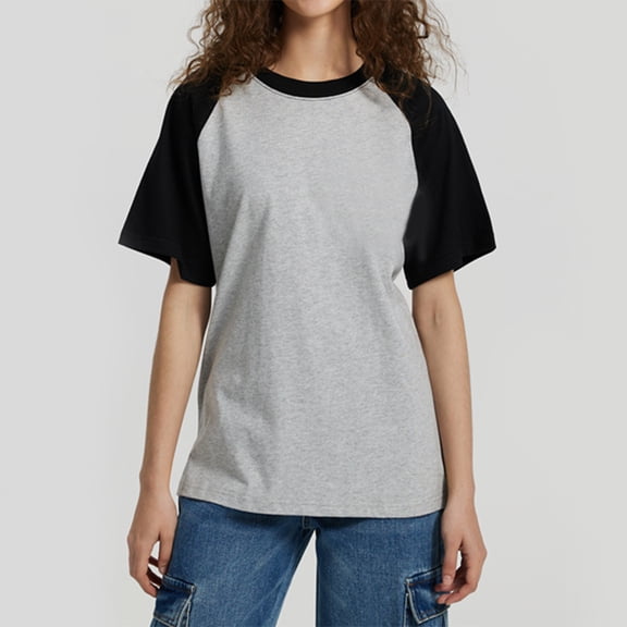 LVHAOGJOB Short Sleeve Tops for Women 100%Cotton Crew Neck T Shirt Printed Summer Workout Ladies Shirts