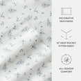 thumbnail image 6 of Noble Linens 4 Piece 300TC Cotton Printed Sheets, Bouquet Bliss Light Blue, California King, 6 of 10