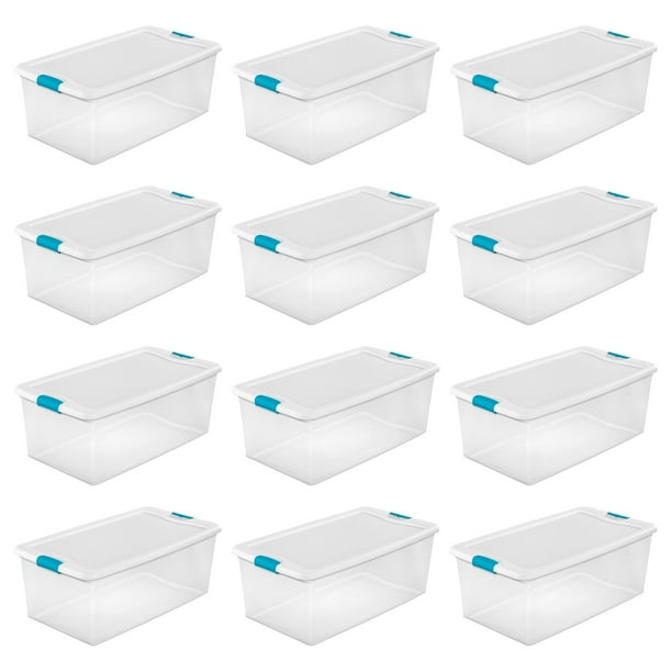 Sterilite 106 Quart Clear Plastic Latching Lid Storage Tote Container