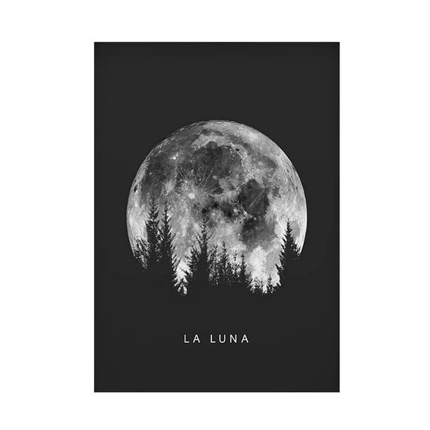 Pintura nórdica moderna en lienzo, póster de paisaje marino de Luna, pintura de paisaje para decoración de sala de estar, imágenes artísticas de pared sin marco
